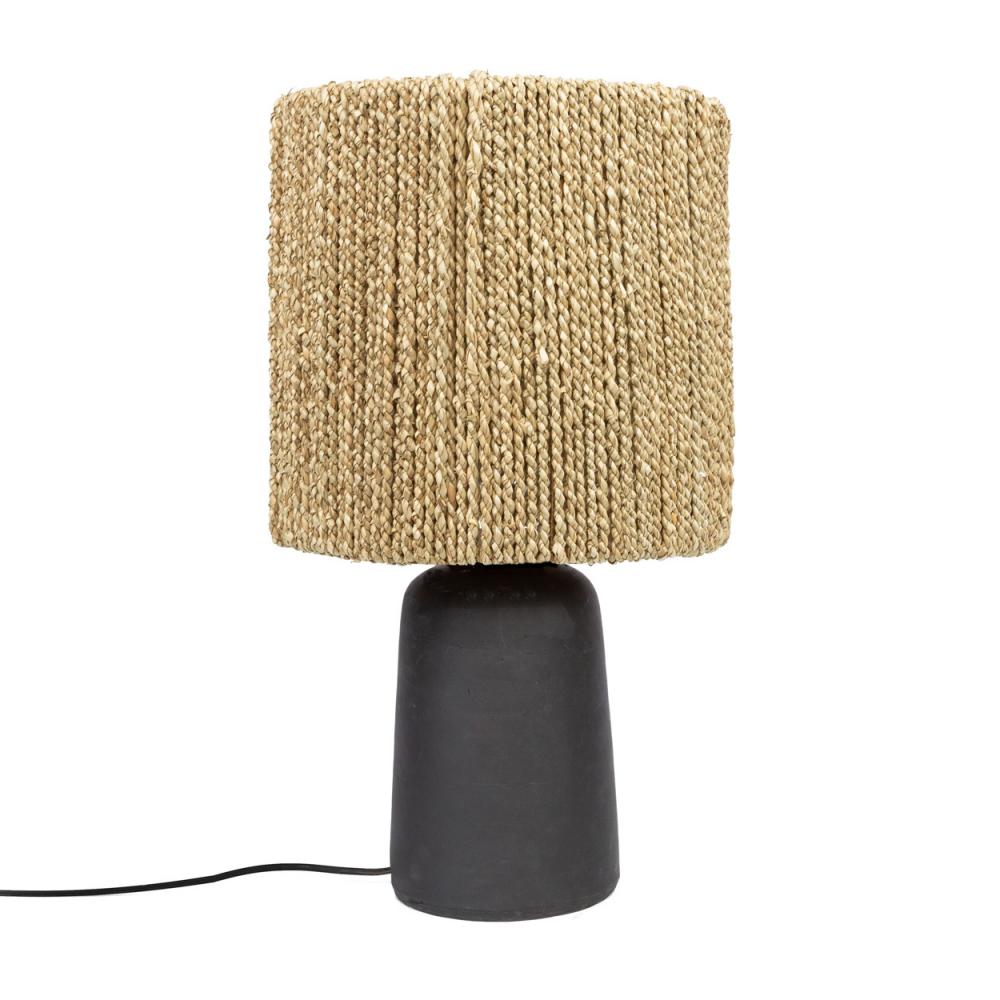 stolová lampa,boho lampa,prírodné tienidlo, boho štýl lampa, prírodná lampa, čierna lampa, stojacia lampa, tienidlo z morskej trávy, ručne vyrobená lampa