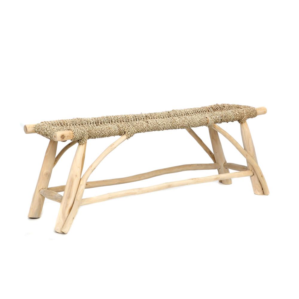 lavica, drevená lavica, boho nábytok, lavica na sedenie, lavica z morskej trávy, dlhá lavica, lavica do predsiene, lavica do chodby, lavica z bledého dreva